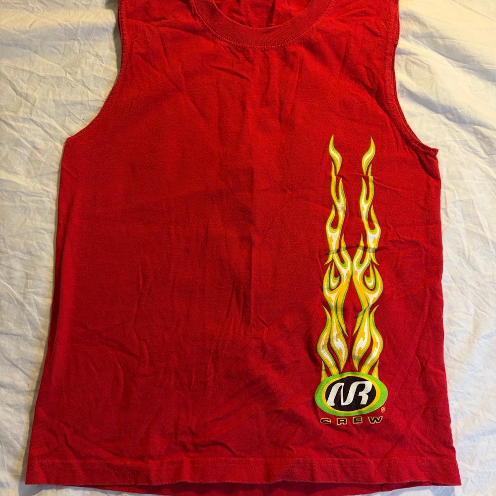 Vintage Y2K "NO RULES CREW" King Of Da Hill BMX Red Sleeveless Tank Boys Large